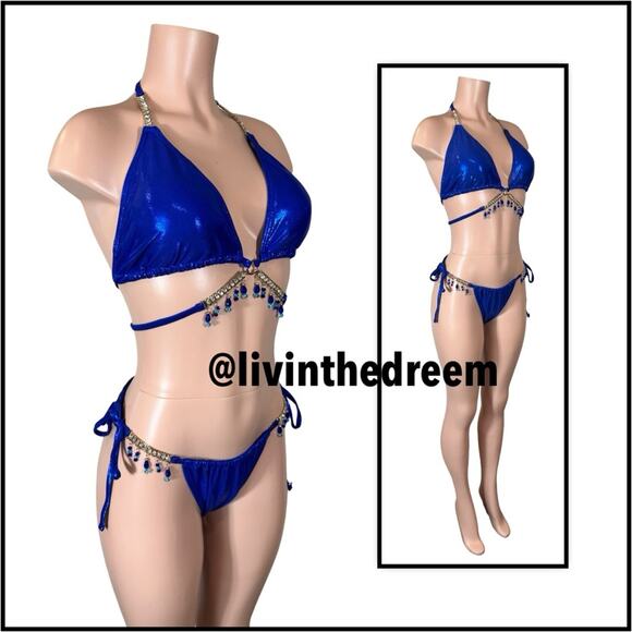 MODA MINX MAGIC IN MAKO WRAP TRIANGLE XL & RUCHED TIE SIDE BIKINI BOTTOMS L $79 - Picture 10 of 14